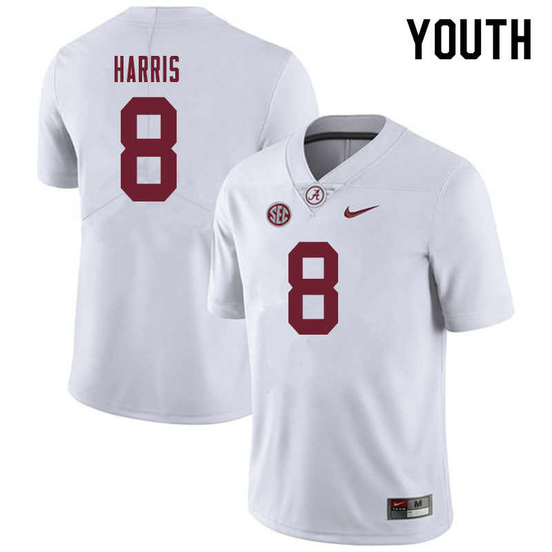 Alabama Crimson Tide Youth Christian Harris #8 White NCAA Nike Authentic Stitched 2019 College Football Jersey YX16P07BF